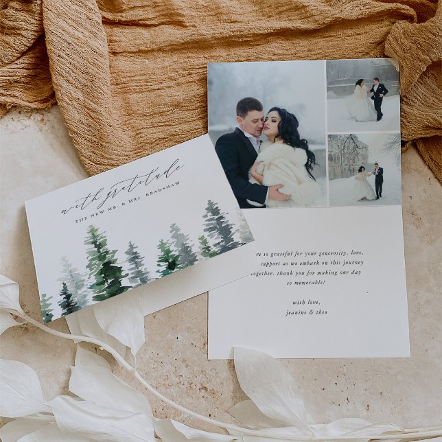 Timber Grove | Winter Pine Wedding Thank You Card (Creator Uploaded)