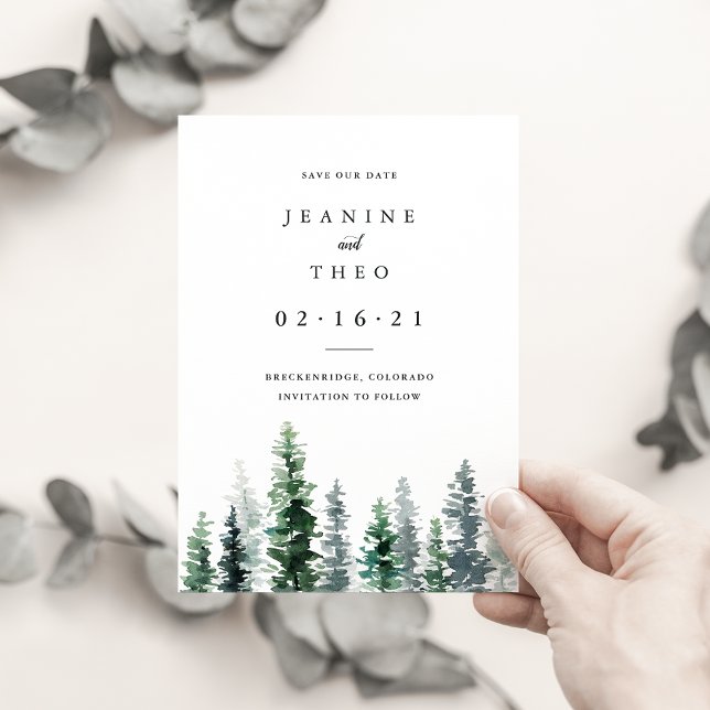 Timber Grove | Winter Watercolor Save the Date (Creator Uploaded)