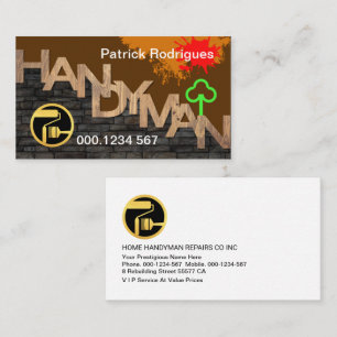 Timber Handyman Signage On Brick Wall Business Card