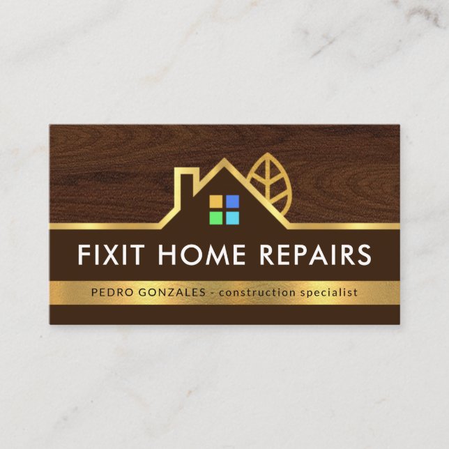 Timber Layer Gold Home Landscape Border Business Card (Front)