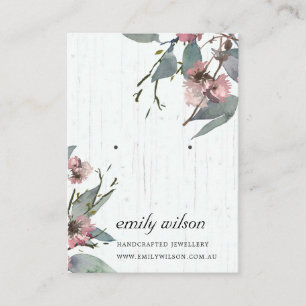 TIMBER PINK FLORAL EUCALYPTUS EARRING STUD DISPLAY BUSINESS CARD