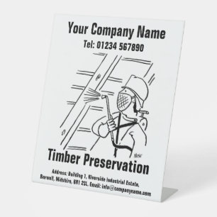 Timber Preservation Cartoon Design Pedestal Sign
