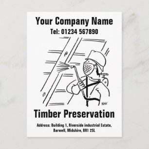 Timber Preservation Cartoon to Personalise Postcard
