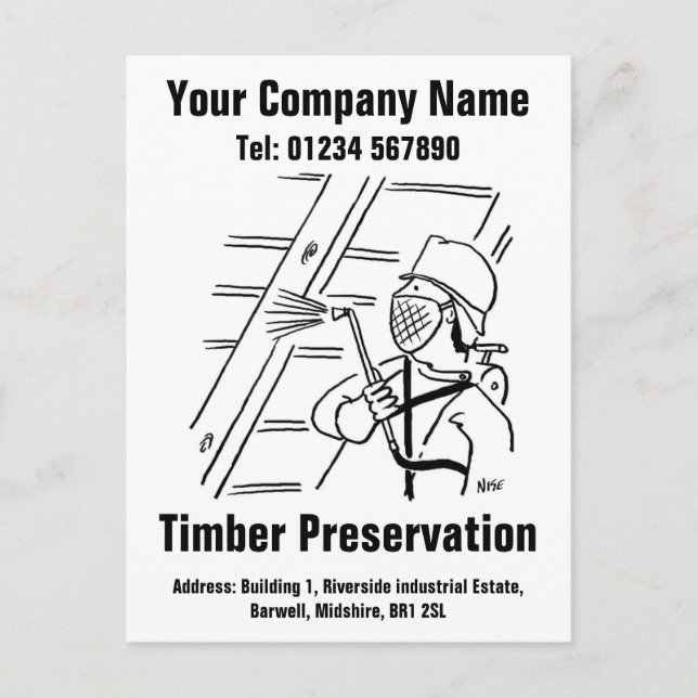 Timber Preservation Cartoon to Personalise Postcard (Front)