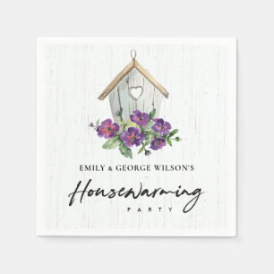 TIMBER VIOLET FLORAL BIRD HOUSE HOUSEWARMING PARTY NAPKIN