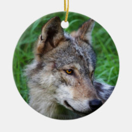 Timber Wolf Ceramic Tree Decoration