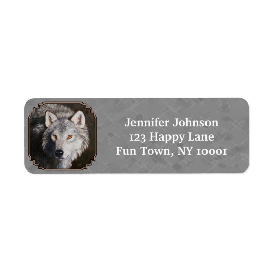Timber Wolf Face Grey Return Address Label