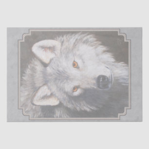 Timber Wolf Face Grey Tissue Paper