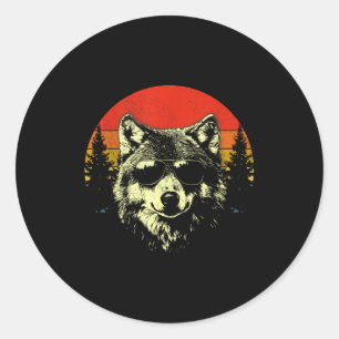 Timber Wolf Face Portrait Distressed Graphic Vinta Classic Round Sticker