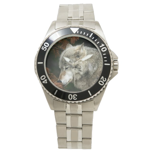 Timber wolf face watch (Front)
