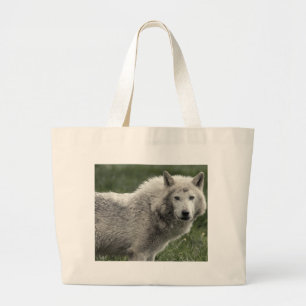 Timber wolf large tote bag
