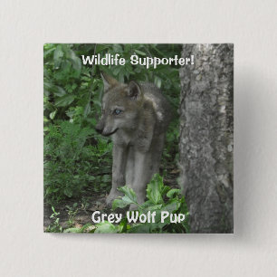 Timber Wolf Pup Wildlife ID pin