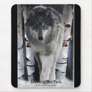 Timber Wolf, Snow and Trees Wildlife Art Mouse Mat
