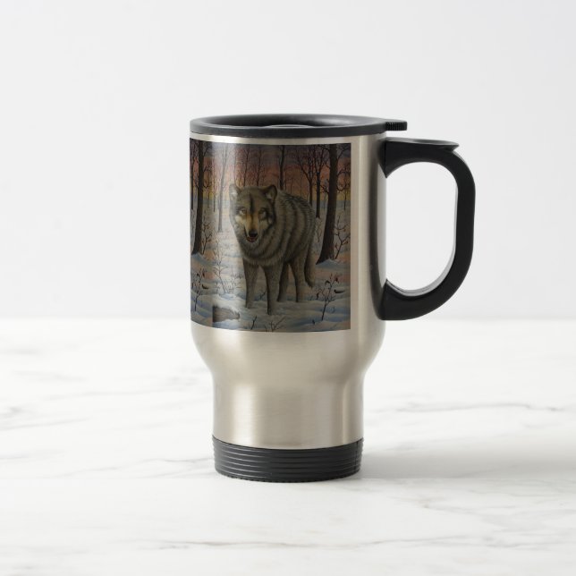 Timber Wolf Travel Mug (Right)
