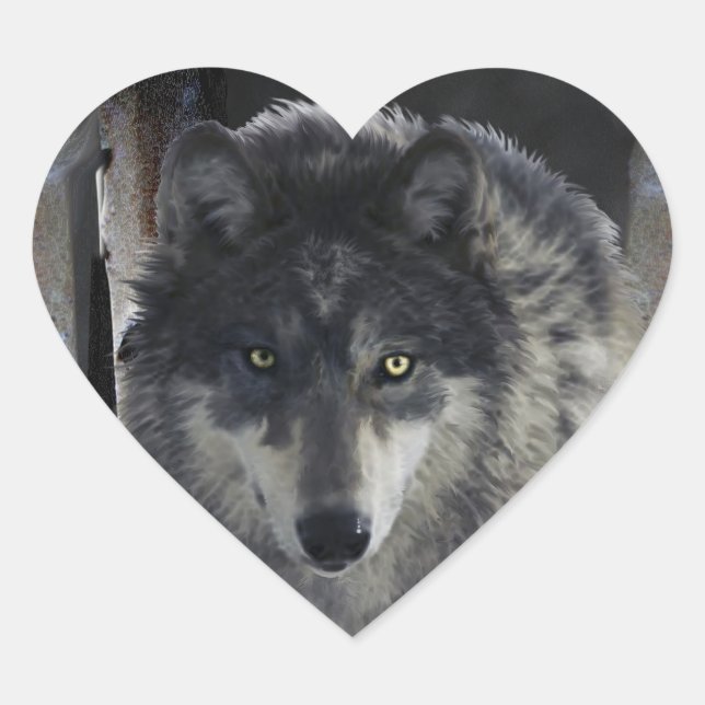 TIMBER WOLF Wildlife Supporter Artwork Heart Sticker (Front)