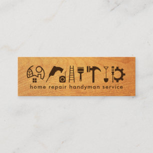 Timber Wood Brown Handyman Tools Mini Business Card