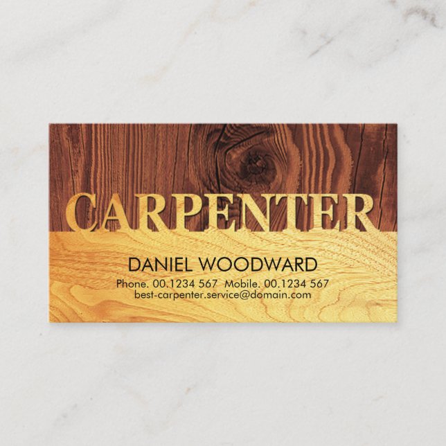 Timber Wood Carpenter Signage Woodwork Carpentry Business Card (Front)