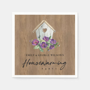 TIMBER WOOD FLORAL BIRD HOUSE HOUSEWARMING PARTY NAPKIN