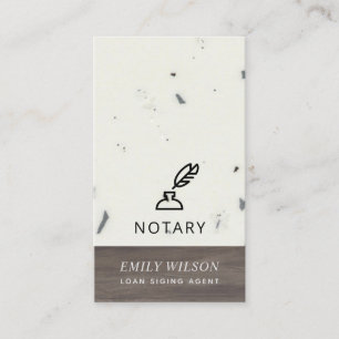 TIMBER WOOD GLAZED SPECKLED FEATHER NIB NOTARY BUSINESS CARD