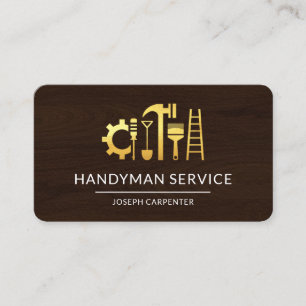 Timber Wood Gold Handyman Building Tools Business Card