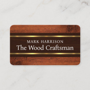 Timber Wood Gold Lines Craftsman Business Card