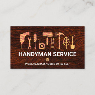 Timber Wood Grain Handyman Tools Business Card