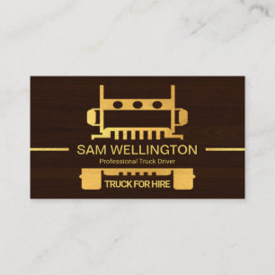 Timber Wood Grunge Gold Truck Logistics Driver Business Card