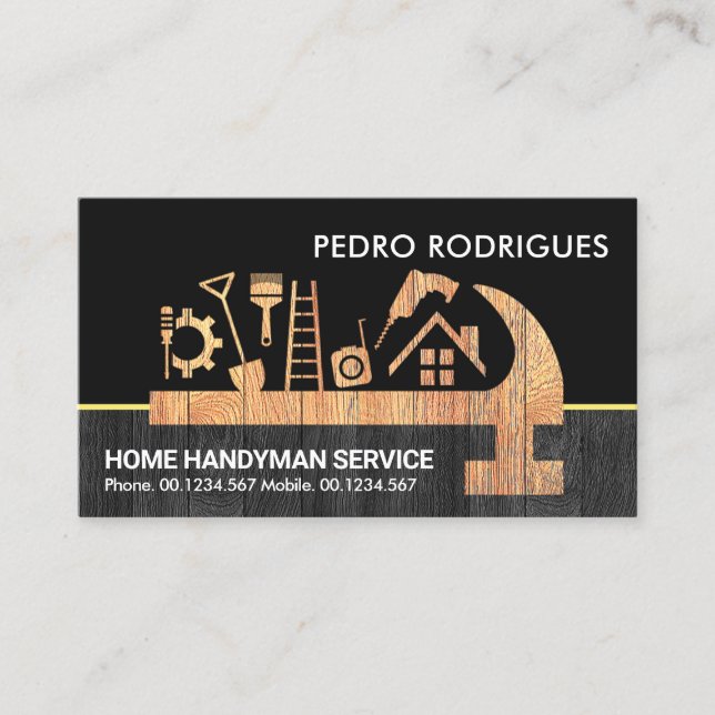 Timber Wood Layers Handyman Tools Business Card (Front)