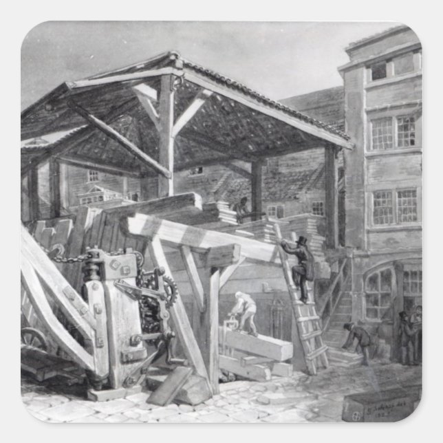 Timber Yard, Finsbury, 1825 Square Sticker (Front)