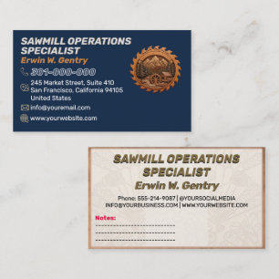 Timber Yard & Sawmill Lumber, Firewood & Tree Business Card