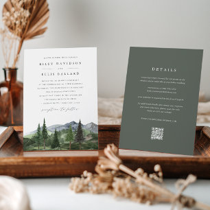Timberline   All-in-One Forest & Mountain Wedding Invitation
