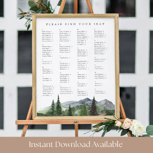 Timberline   Alphabetical Wedding Seating Chart
