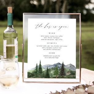 Timberline Mountain Wedding Bar Menu Sign