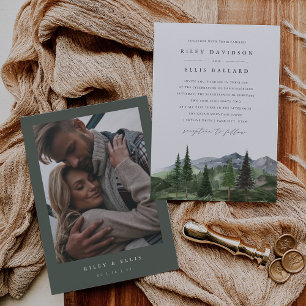 Timberline   Photo Back Forest & Mountain Wedding Invitation