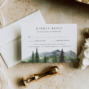 Timberline   Rustic Mountain Wedding Meal Choice RSVP Card
