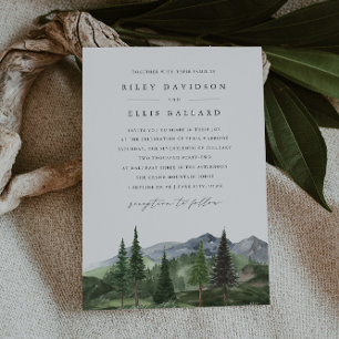 Timberline Watercolor Forest & Mountain Wedding Invitation