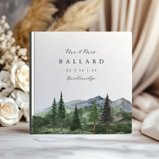 Timberline | Watercolor Mountain Forest Wedding Guest Book (Creator Uploaded)