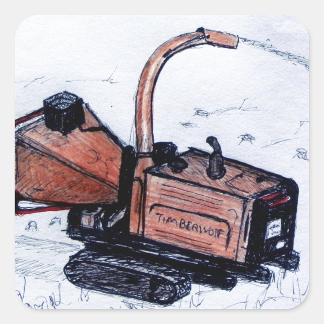 Timberwolf wood chipper square sticker (Front)