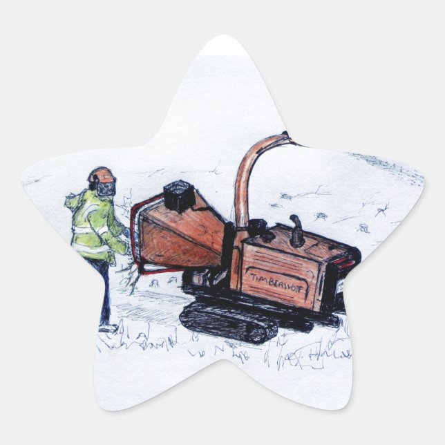 Timberwolf wood chipper star sticker (Front)