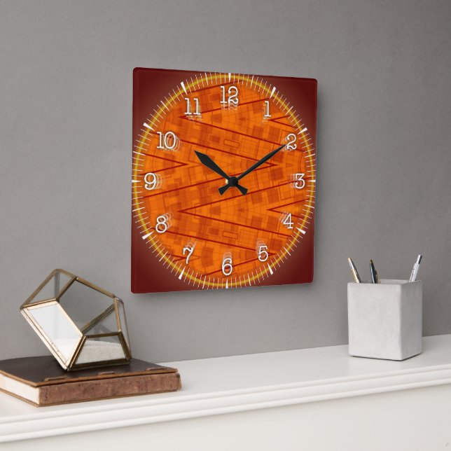 Time and illustrated art on your wall. square wall clock (Office)