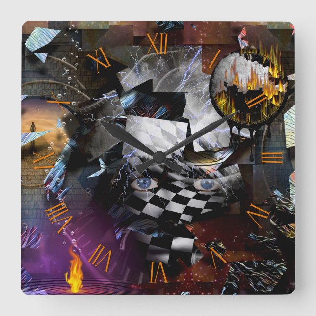 Time and imagination square wall clock (Front)