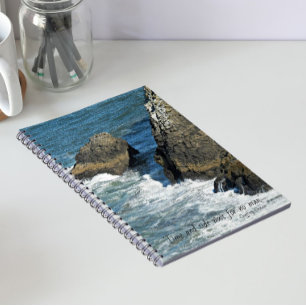 Time and Tide Chaucer Quote Rocky Coastline  Notebook