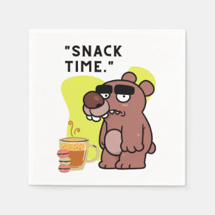 TIME!- ANIMAL-FUNNY- COFFEE-COOKIES NAPKIN