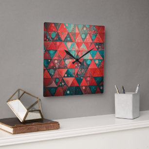 Time at Red Planet Square Wall Clock