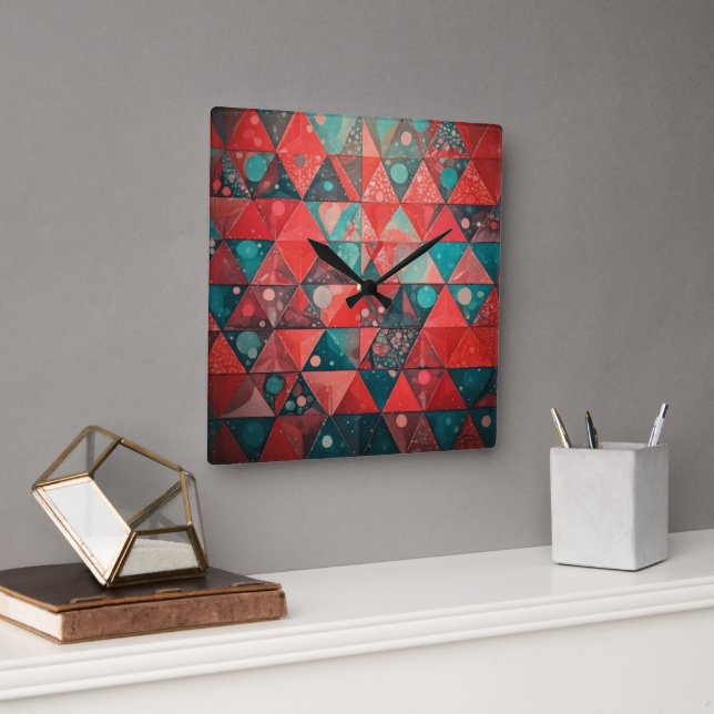 Time at Red Planet Square Wall Clock (Office)