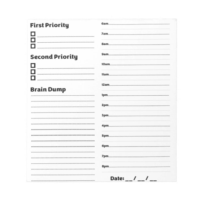Time-Box Notepad (Front)
