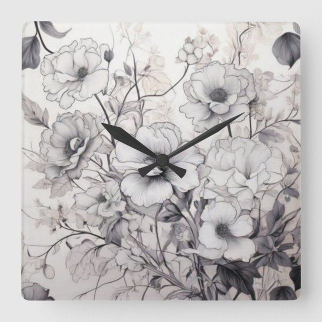 Time can be black and white square wall clock (Front)