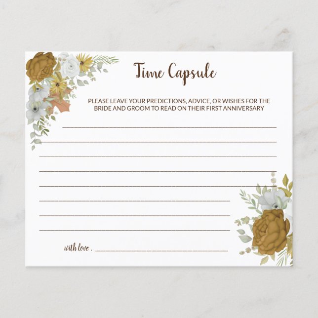 Time Capsule Advice Boho Autumn Bridal Shower Card (Front)