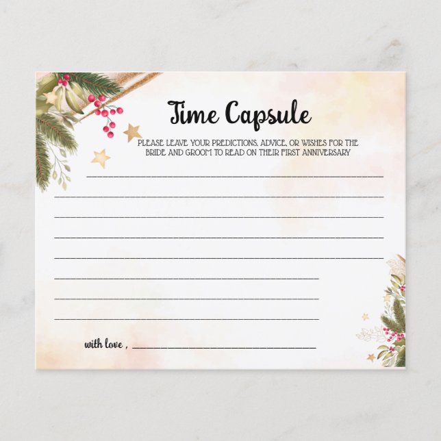 Time Capsule Advice Christmas Bridal Shower Card F (Front)