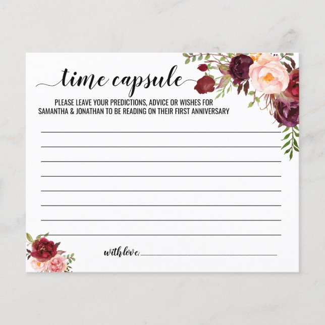 Time capsule advice couple shower english spanish (Front)